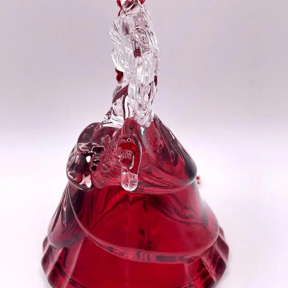 Marquis Waterford‎ Crystal Noel Angel Bell Christmas Ornament Red Clear